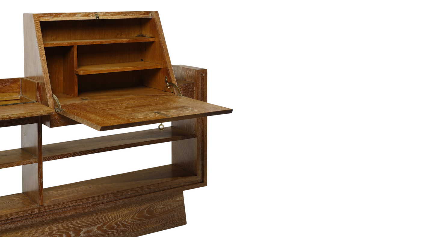 1950s Pier Luigi Colli cerused oakwood open console, Italy