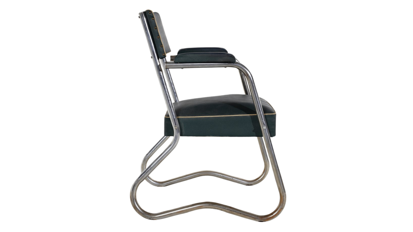 1930s Italian rationalist tubular metal armchair