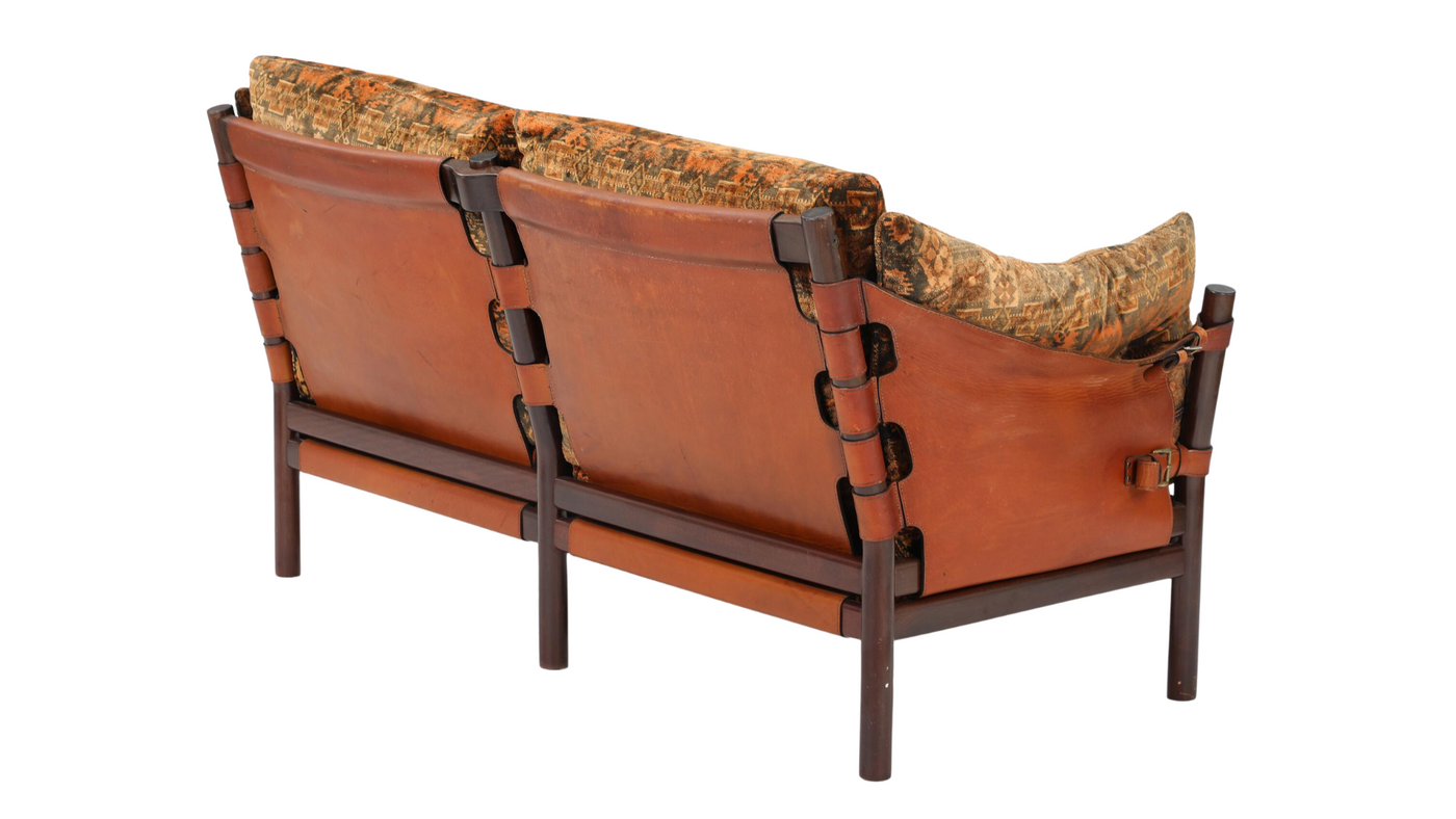 1970s Dutch safari-style 2-seat leather sofa