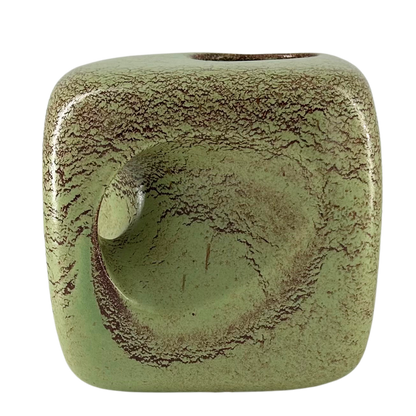 1970s Roberto Rigon : "cube" vase, screziato verde glaze