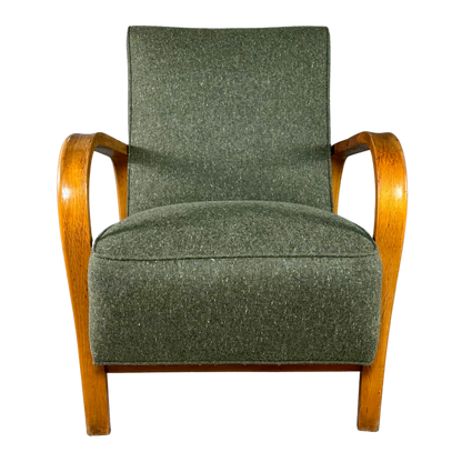 1950s Czech : sculpted bent beechwood armchair w/new upholstery