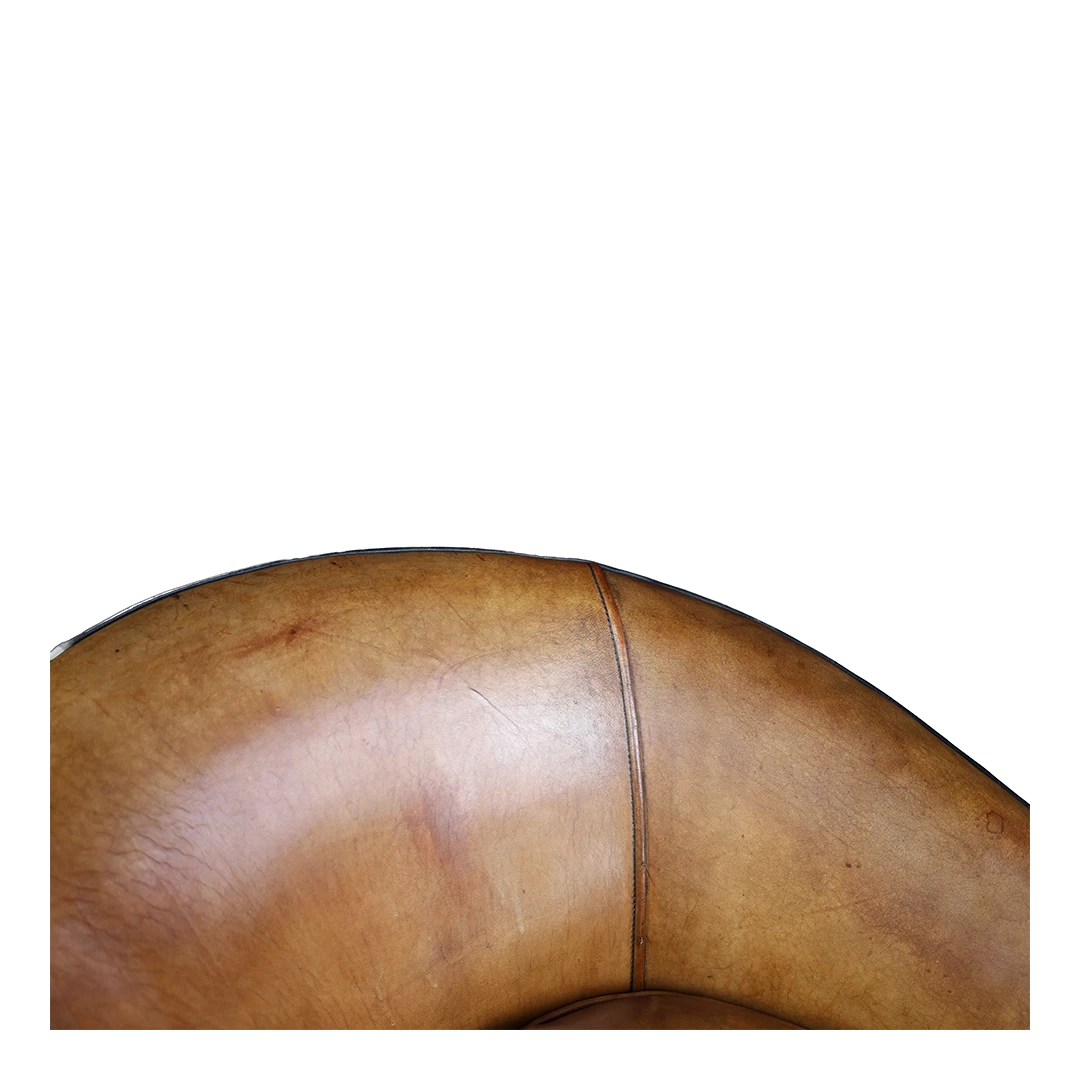 1970s Bart van Bekhoven : cognac leather Cocoon club chair, Dutch