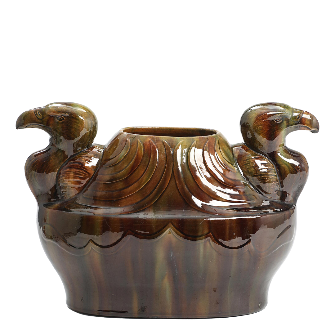c1900 Karl Hansen-Reistrup (attr) : sculptural vulture vase in glazed earthenware