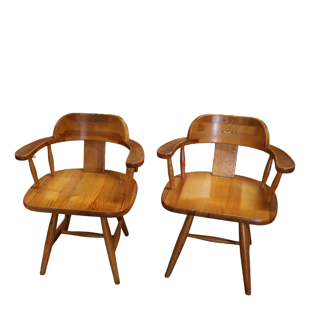 1950 Swedish : solid pinewood rustic modern armchair