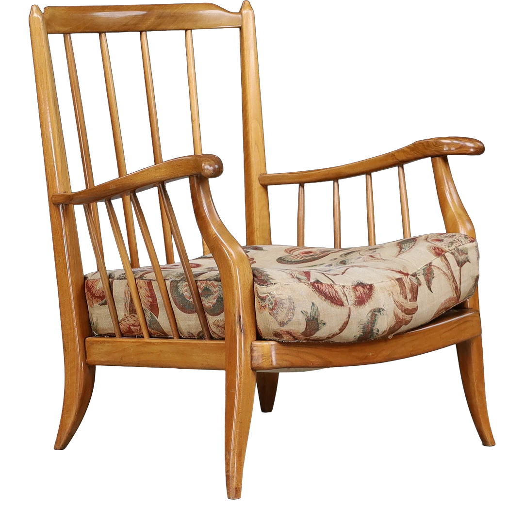 Late 1930s Viennese: slatted Secessionist armchair in European beechwood