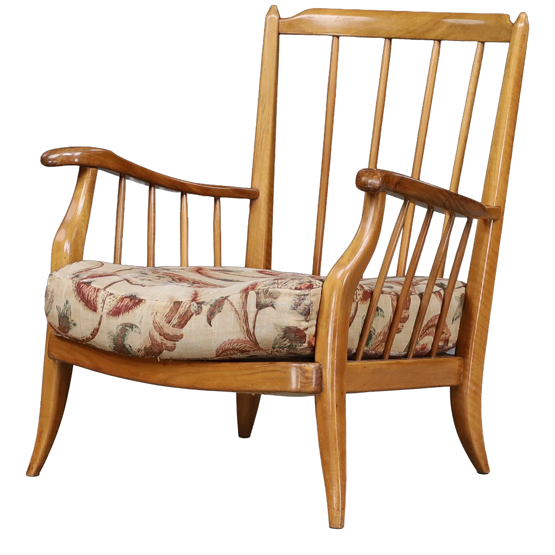 Late 1930s Viennese: slatted Secessionist armchair in European beechwood