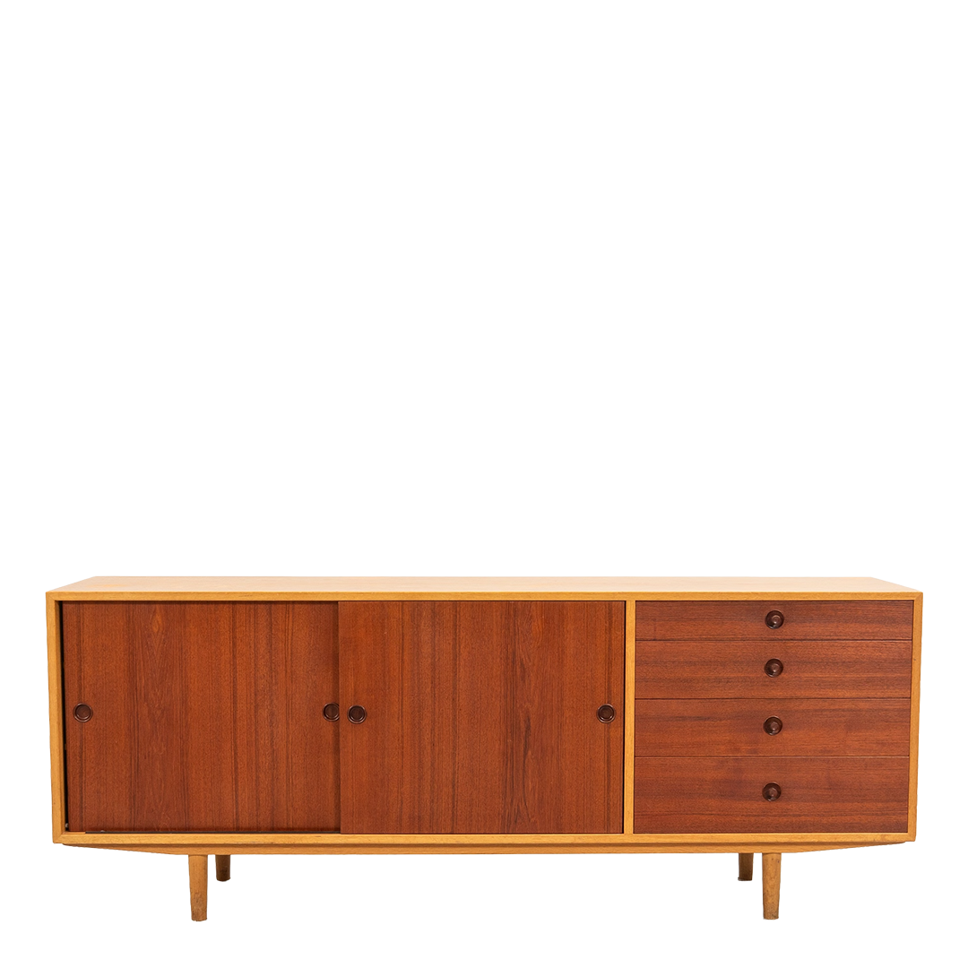 1955 Børge Mogensen : oak and teak Øresund 79" sideboard, Sweden