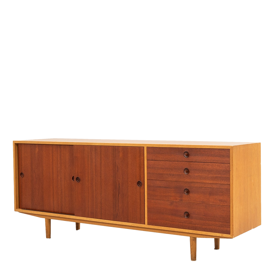 1955 Børge Mogensen : oak and teak Øresund 79" sideboard, Sweden