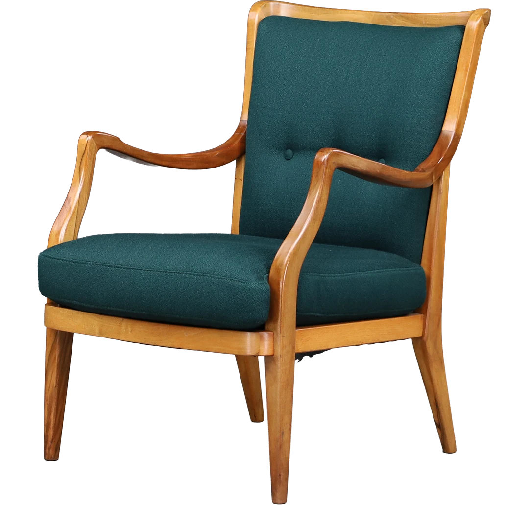 Late 1940s Viennese : sculpted beech armchair w/spindle back, Kvadrat
