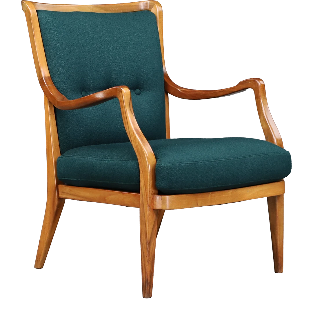 Late 1940s Viennese : sculpted beech armchair w/spindle back, Kvadrat