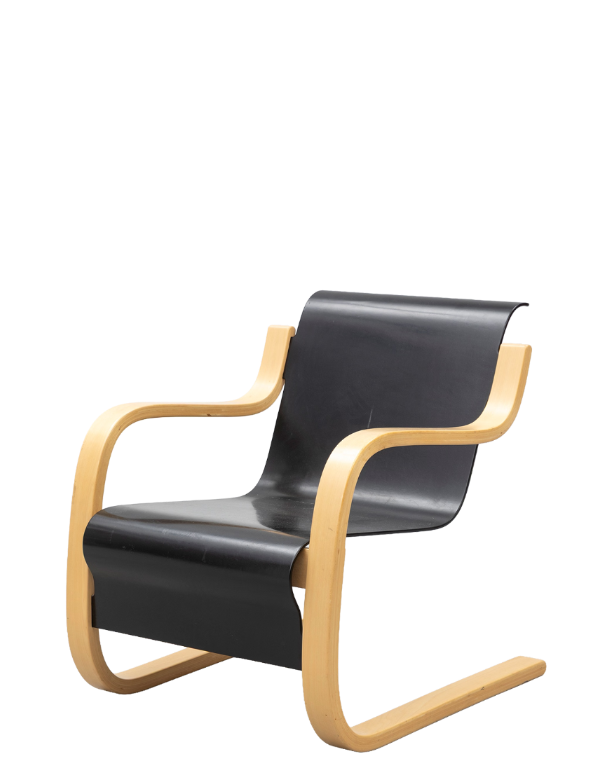 1932 design Alvar Aalto : Model 31/42 "Spring Chair" in black, Finland