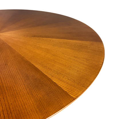 1950s Italian : sunburst top walnut and brass 45" center table