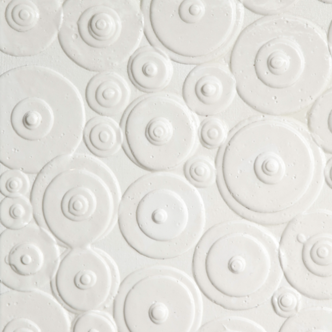 Jim Oliveira : White Colorpile Painting, Gloss & Ink on Belgian Linen, 2018