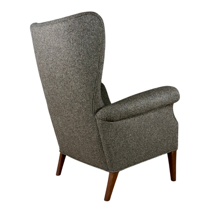 1950s Fritz Hansen : upholstered armchair with sculpted tall back
