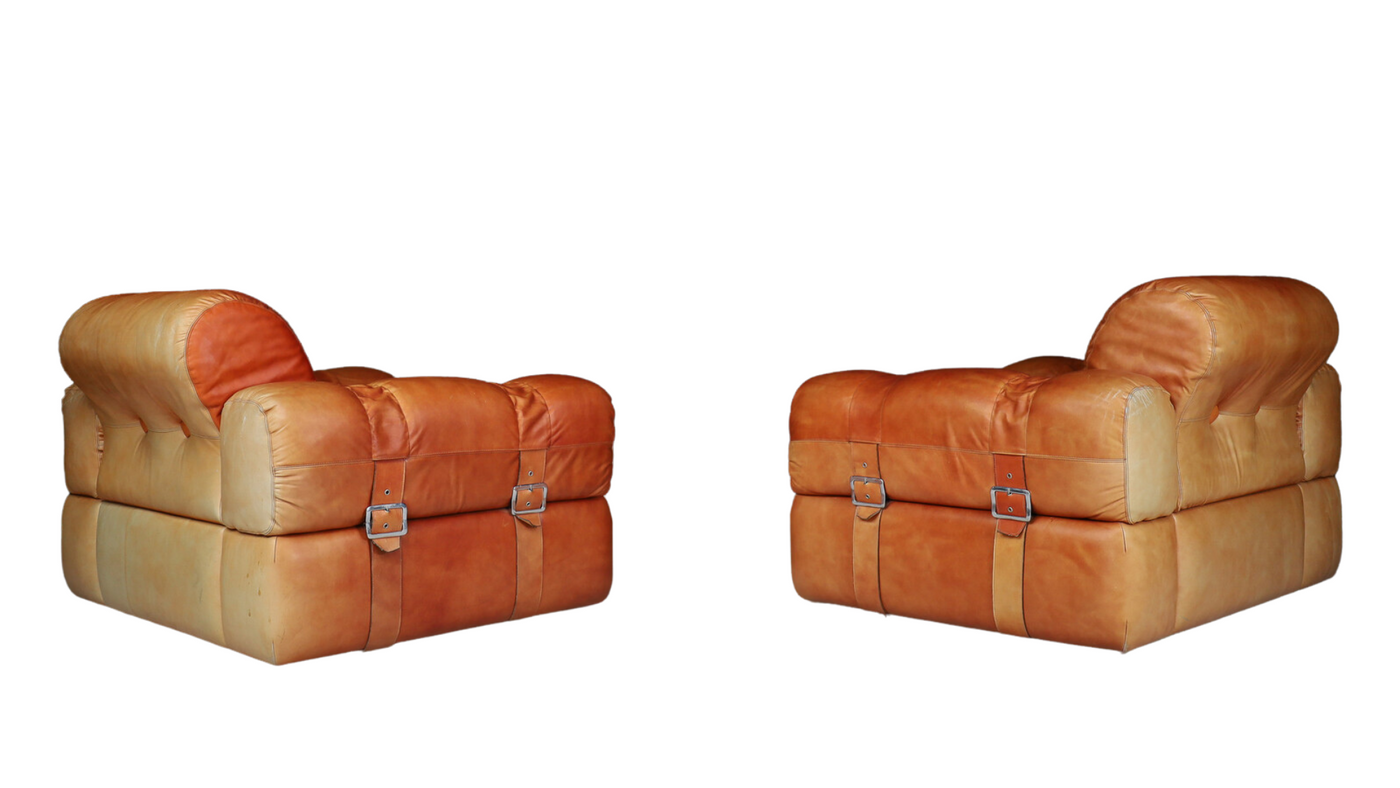 c1980 Italian oversized leather lounge chair