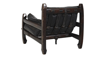 1970s Luciano Frigerio leather "Samurai" lounge chair