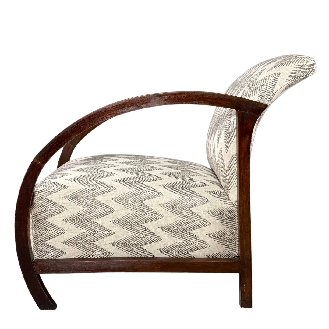 c1940 French : pair of continuous arched arm club chair