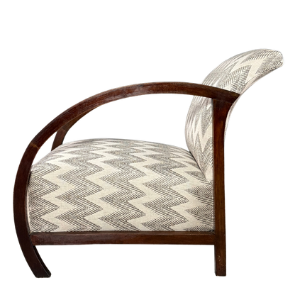 c1940 French : pair of continuous arched arm club chair