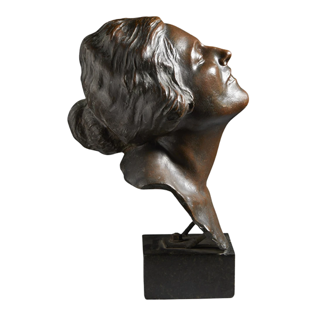 Early 20thc Hector Rocha : bronze, female bust, Italy