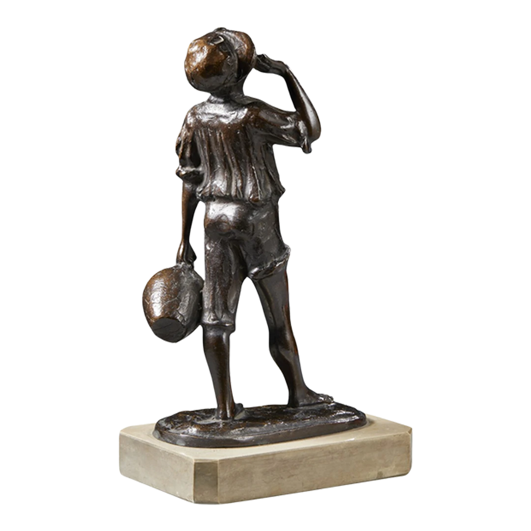 Early 1900s Mario Di Giacomo : bronze figure of a young boy