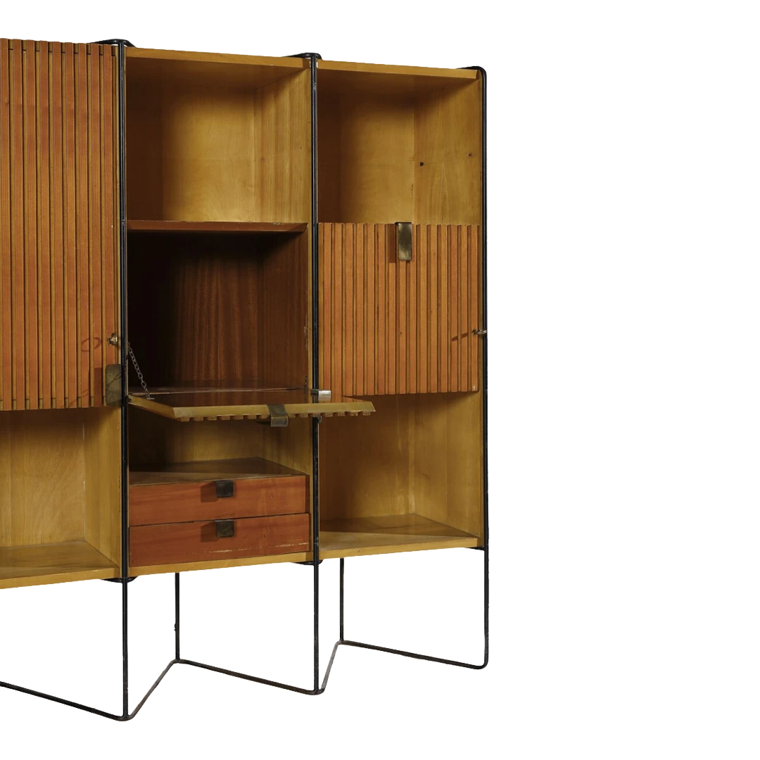 c1953 Taichiro Nakai : cherrywood & brass 8.5' cabinet, Italy