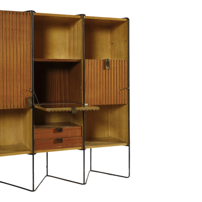 c1953 Taichiro Nakai : cherrywood & brass 8.5' cabinet, Italy