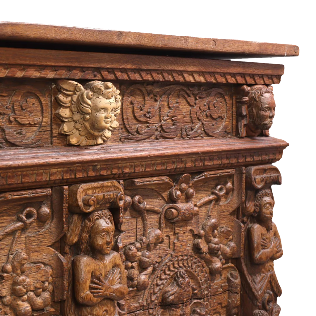 c1600 Schleswig-Holstein : Renaissance carved oakwood chest, Germany