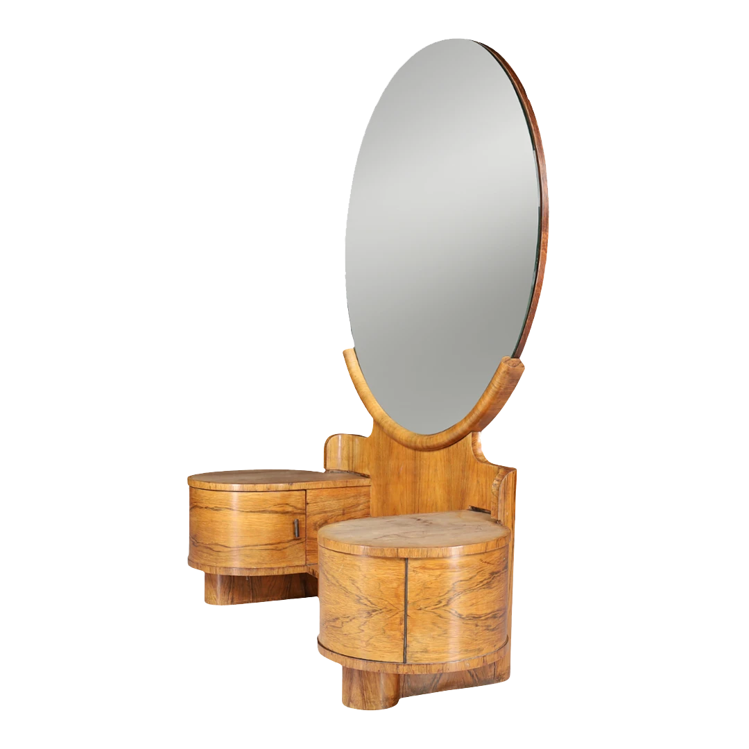 1930s Jindřich Halabala : Art Deco walnut dressing table & mirror