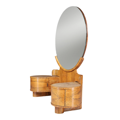 1930s Jindřich Halabala : Art Deco walnut dressing table & mirror