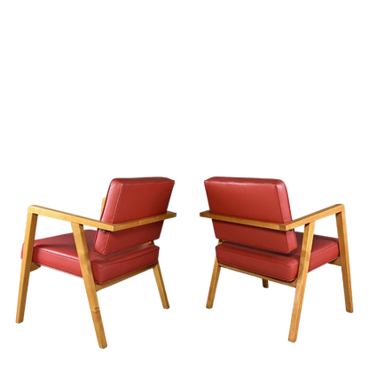 1950s Franco Albini : model 48 "Louisa" armchair in red leatherette