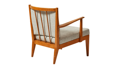 Late 1930s Jens Risom birchwood armchair & stool, Denmark