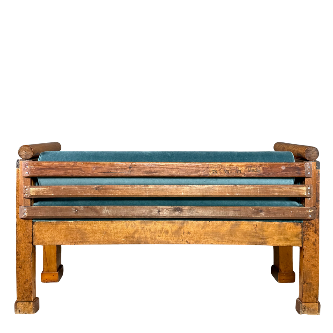 19thc Karl Johan style : neoclassical revival 51" upholstered settee