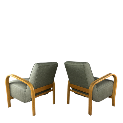 1950s Koželka and Kropácek : bent beechwood armchair w/herringbone