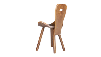 Set six 1960s French wood saddle or pub chairs