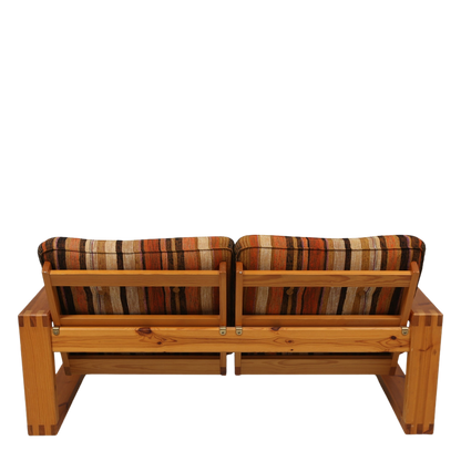 1970s Swedish : solid pinewood 2-seat sofa, style of Yngve Ekström