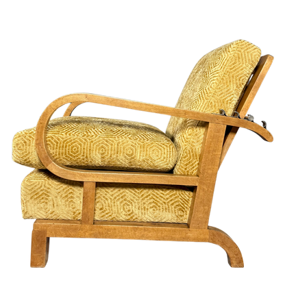 1930s Czech : pair of Art Deco reclining beechwood armchairs