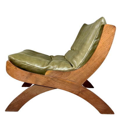 1960s Marco Comolli : pair green leather "CP1" leather lounge chair, Italy