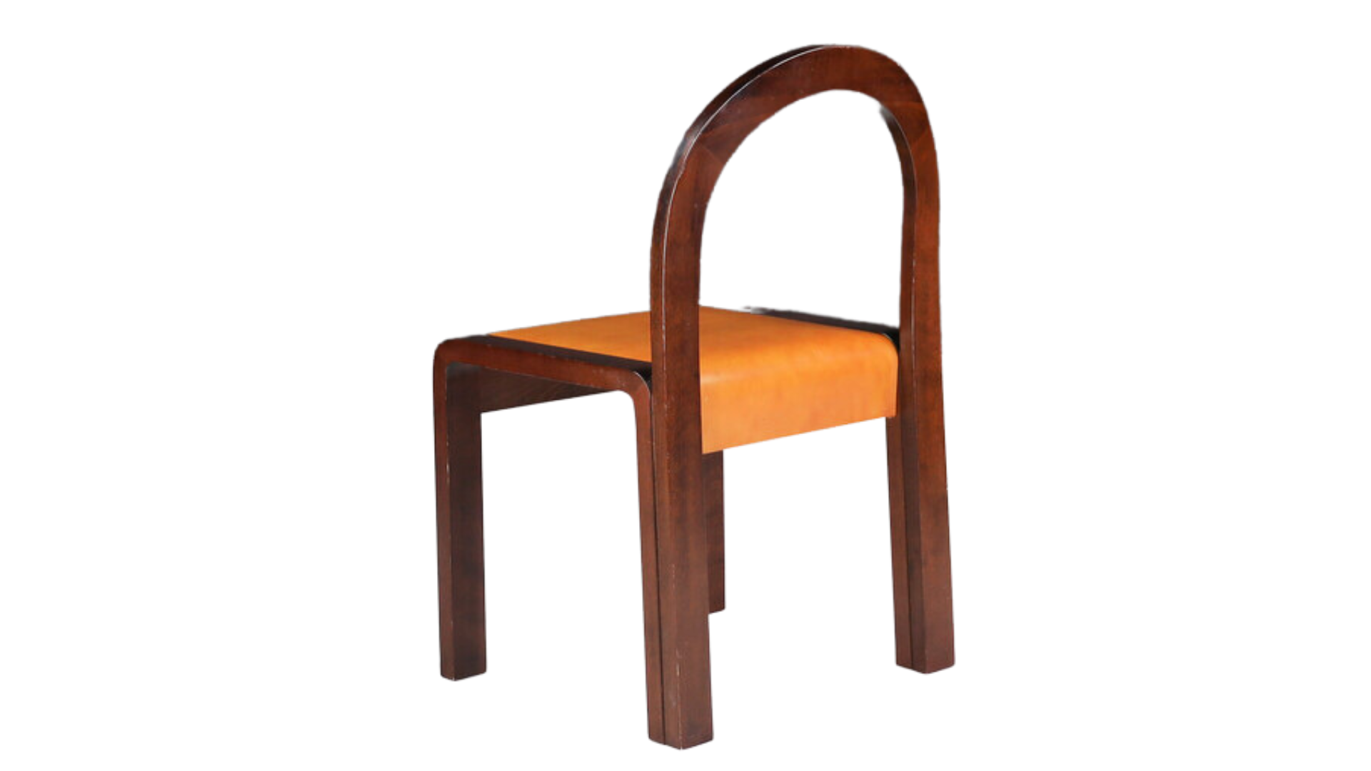 1970s Gae Aulenti (attr) : set six walnut & leather dining chairs, Italy