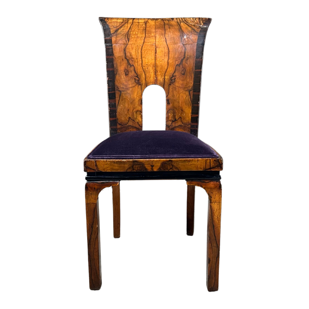 1930s Marcello Piacentini : art deco walnut briar & macassar ebony chair