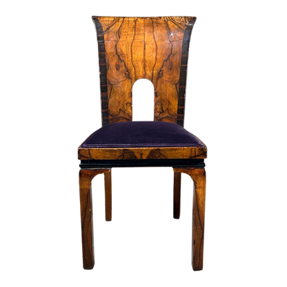 1930s Marcello Piacentini : art deco walnut briar & macassar ebony chair