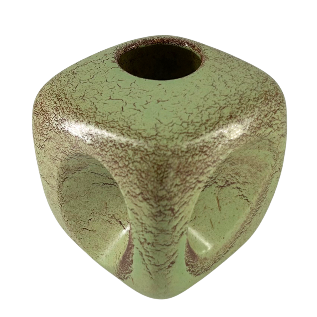 1970s Roberto Rigon : "cube" vase, screziato verde glaze