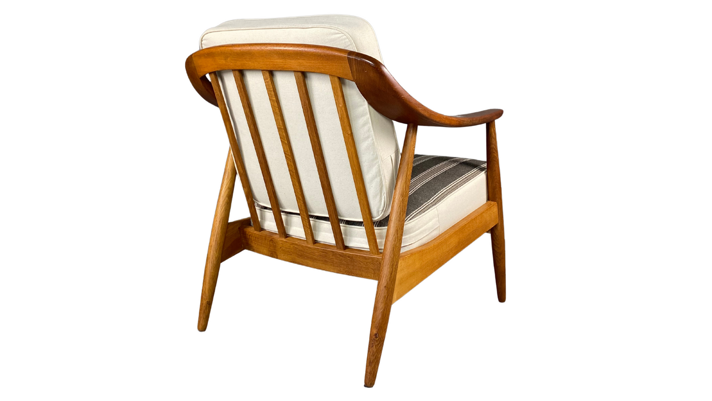 1950s Illum Wikkelsø striped armchair, Denmark