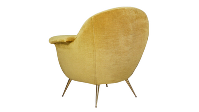 1950s pair Federico Munari velvet and brass armchairs