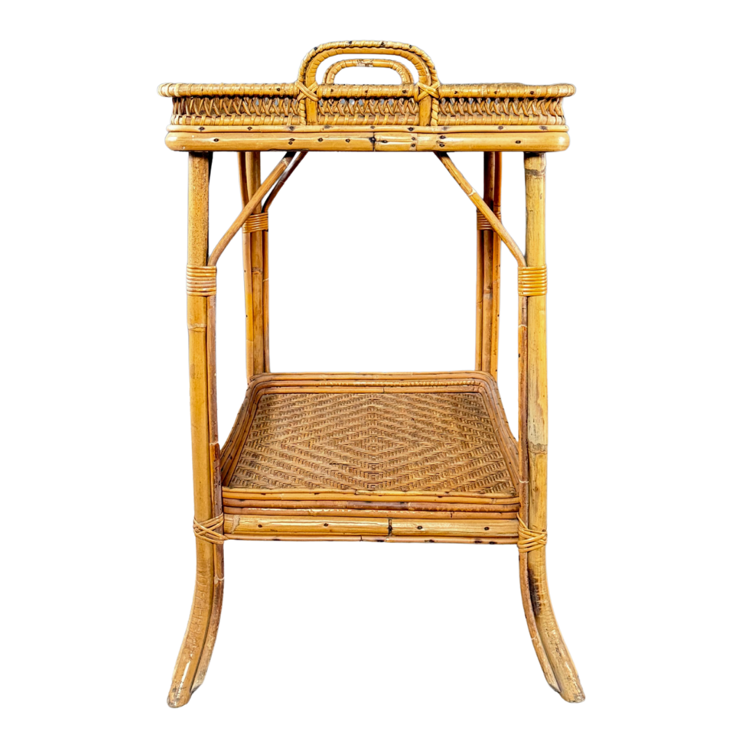 c1950 French : rattan and wicker, side or serving table