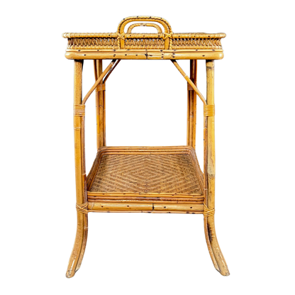 c1950 French : rattan and wicker, side or serving table