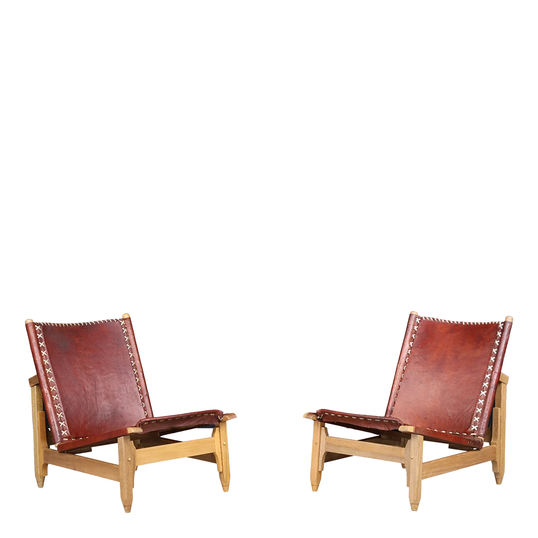 1960s Werner Biermann : stitched leather "safari" lounge chair, Columbia