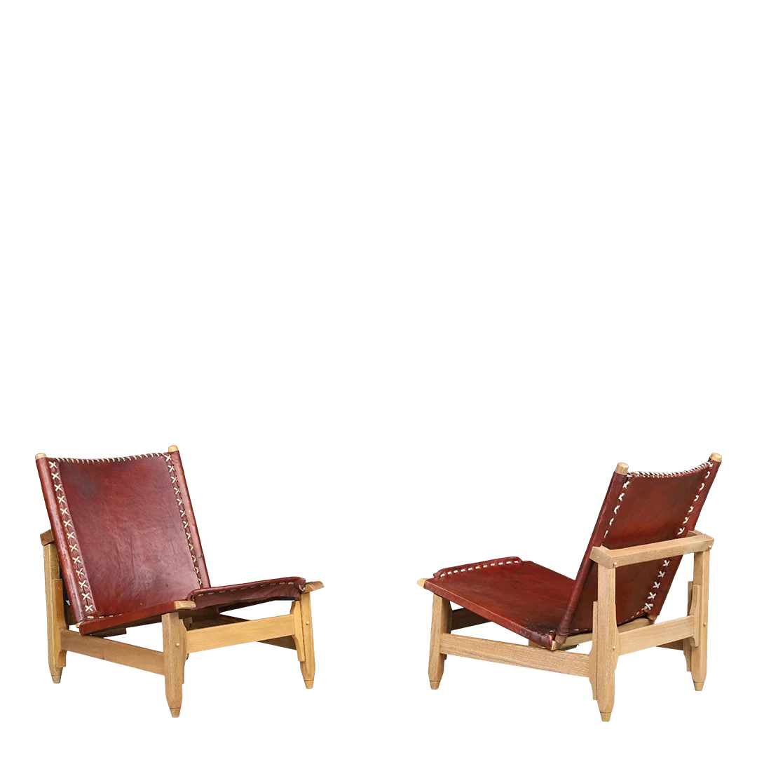 1960s Werner Biermann : stitched leather "safari" lounge chair, Columbia