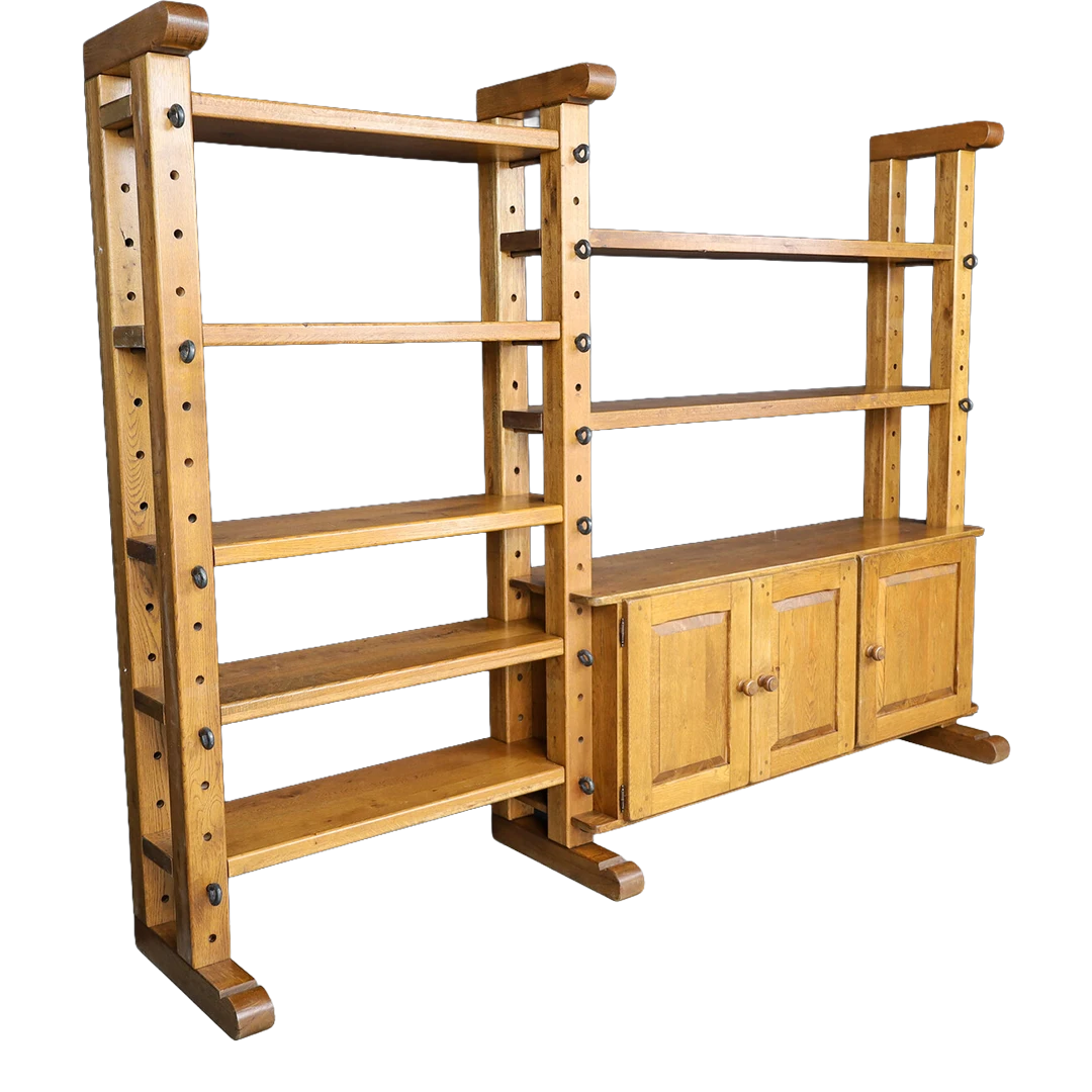 Late 1960s Belgian : Organic Modern 94" wall unit in European Oak