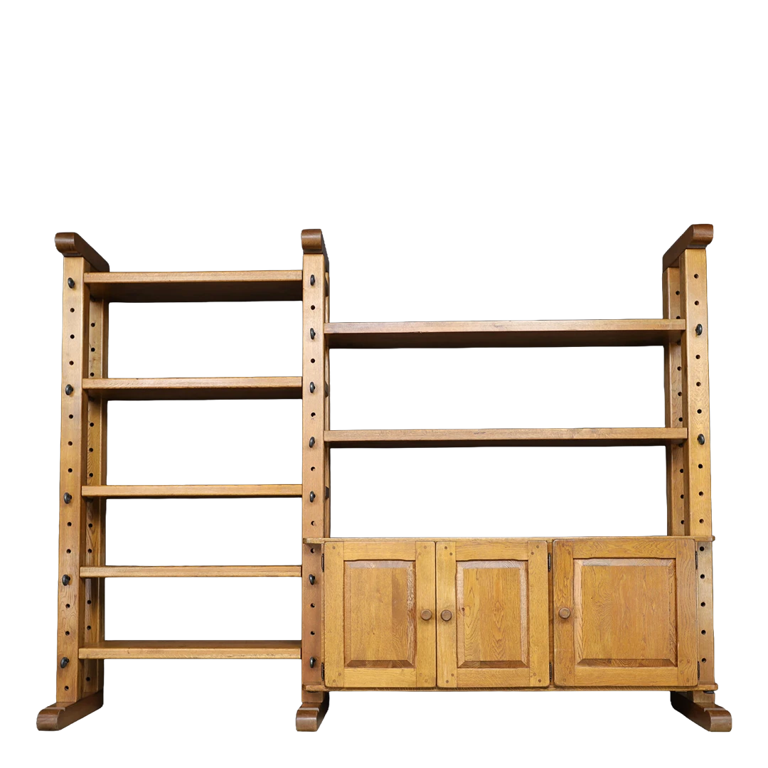 Late 1960s Belgian : Organic Modern 94" wall unit in European Oak