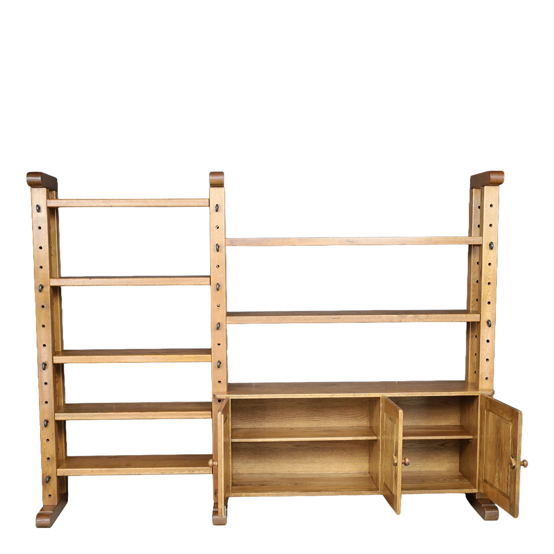 Late 1960s Belgian : Organic Modern 94" wall unit in European Oak